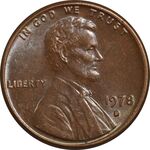 سکه 1 سنت 1978D لینکلن - MS61 - آمریکا