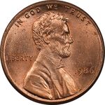 سکه 1 سنت 1986 لینکلن - MS64 - آمریکا