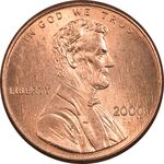 سکه 1 سنت 2000 لینکلن - MS64 - آمریکا