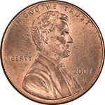 سکه 1 سنت 2007D لینکلن - MS64 - آمریکا