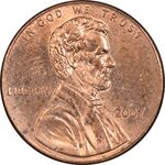 سکه 1 سنت 2007 لینکلن - MS63 - آمریکا