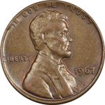 سکه 1 سنت 1967 لینکلن - AU55 - آمریکا