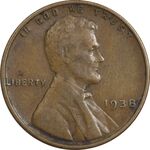 سکه 1 سنت 1938 لینکلن - EF45 - آمریکا