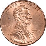 سکه 1 سنت 2006 لینکلن - MS63 - آمریکا