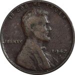 سکه 1 سنت 1942D لینکلن - VF30 - آمریکا
