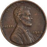 سکه 1 سنت 1944S لینکلن - VF35 - آمریکا