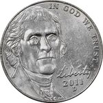 سکه 5 سنت 2011D جفرسون - MS61 - آمریکا