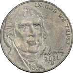 سکه 5 سنت 2021D جفرسون - AU55 - آمریکا