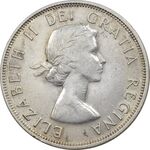 سکه 50 سنت 1956 الیزابت دوم - AU50 - کانادا