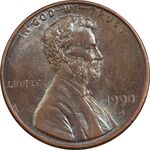 سکه 1 سنت 1990D لینکلن - MS62 - آمریکا