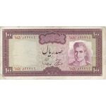 اسکناس 100 ریال (آموزگار - سمیعی) نوشته سیاه - تک - VF30 - محمد رضا شاه
