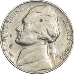 سکه نیکل 5 سنت 1964D جفرسون - VF35 - آمریکا