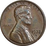 سکه 1 سنت 1972D لینکلن - EF45 - آمریکا