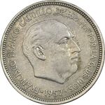 سکه 5 پزتا (74)1957 فرانکو کادیلو - EF45 - اسپانیا