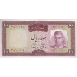 اسکناس 100 ریال (آموزگار - سمیعی) نوشته قرمز - تک - AU55 - محمد رضا شاه