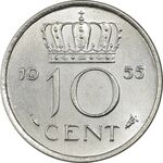 سکه 10 سنت 1955 یولیانا - MS62 - هلند