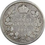سکه 5 سنت 1909 ادوارد هفتم - VF35 - کانادا