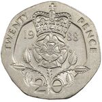 سکه 20 پنس 1988 الیزابت دوم - EF45 - انگلستان