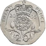 سکه 20 پنس 2005 الیزابت دوم - EF45 - انگلستان