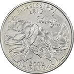 سکه کوارتر دلار 2002D ایالتی (میسیسیپی) - AU - آمریکا