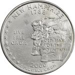 سکه کوارتر دلار 2000P ایالتی (نیوهمشایر) - AU - آمریکا