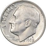 سکه 1 دایم 1969D روزولت - EF40 - آمریکا