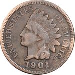 سکه 1 سنت 1901 سرخپوستی - EF45 - آمریکا