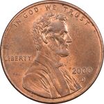 سکه 1 سنت 2000D لینکلن - MS62 - آمریکا