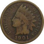 سکه 1 سنت 1901 سرخپوستی - VF20 - آمریکا