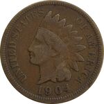سکه 1 سنت 1904 سرخپوستی - VF35 - آمریکا