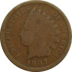 سکه 1 سنت 1907 سرخپوستی - VG - آمریکا