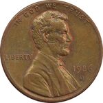 سکه 1 سنت 1986D لینکلن - AU - آمریکا