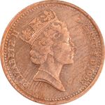 سکه 1 پنی 1993 الیزابت دوم - AU50 - انگلستان