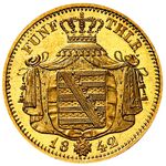 سکه 5 تالر طلا فردریش آگوست دوم از زاکسن