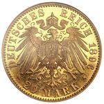 سکه 20 مارک طلا گونتر فردریش کارل دوم از شوآرتزبورگ-سوندرهاوزن
