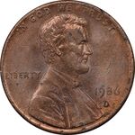 سکه 1 سنت 1986D لینکلن - MS61 - آمریکا