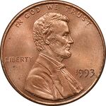 سکه 1 سنت 1993 لینکلن - MS64 - آمریکا