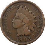 سکه 1 سنت 1902 سرخپوستی - VF35 - آمریکا