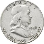 سکه نیم دلار 1951 فرانکلین - AU50 - آمریکا