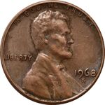 سکه 1 سنت 1968S لینکلن - EF45 - آمریکا