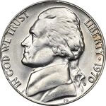 سکه 5 سنت 1970D جفرسون - AU58 - آمریکا