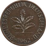 سکه 2 فینیگ 1962J جمهوری فدرال - AU50 - آلمان