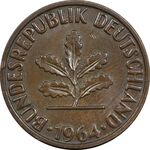 سکه 2 فینیگ 1964F جمهوری فدرال - AU50 - آلمان