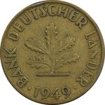 سکه 10 فینیگ 1949D جمهوری فدرال - EF40 - آلمان