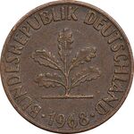 سکه 1 فینیگ 1968G جمهوری فدرال - EF40 - آلمان