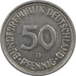 سکه 50 فینیگ 1975D جمهوری فدرال - EF45 - آلمان