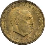 سکه 1 پزتا (56)1953 فرانکو کادیلو - MS61 - اسپانیا