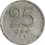 سکه 25 اوره 1949 گوستاو پنجم - EF45 - سوئد