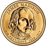 1 دلار جیمز مدیسون - USA 1 Dollar copper coin - Presidential - James Madison