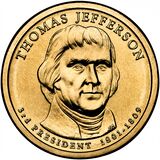 1 دلار توماس جفرسون - USA 1 Dollar copper coin - Presidential - Thomas Jefferson